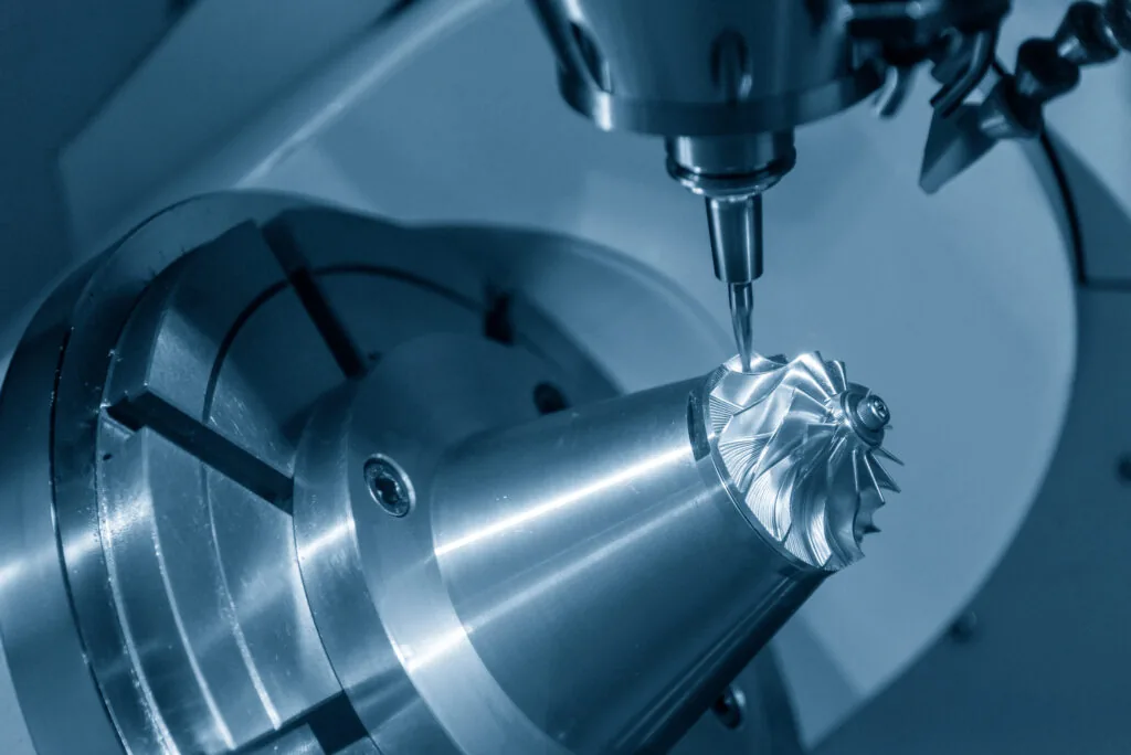 5 axis milling machine in process of cutting part