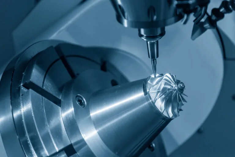 5 axis milling machine in process of cutting part