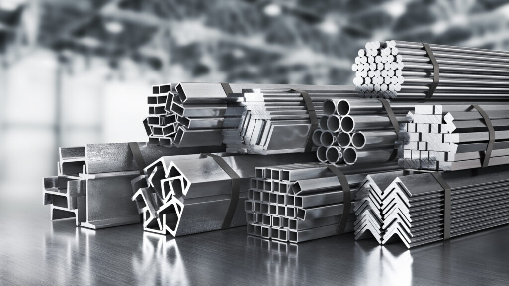 Current image: Various aluminum and metal stock profiles for CNC machining cost material selection
