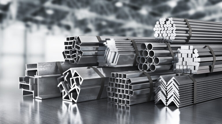 Various aluminum and metal stock profiles for CNC machining material selection